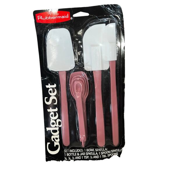 Rubbermaid Vintage Gadget Set in Rose Pink 1988 New Sealed kitchen Spatulas set - Picture 3 of 6